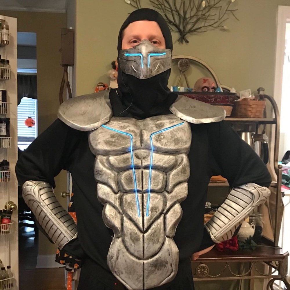Electric Ninja Men’s Halloween Costume - Mask and Chest Light Up, 3 settings!